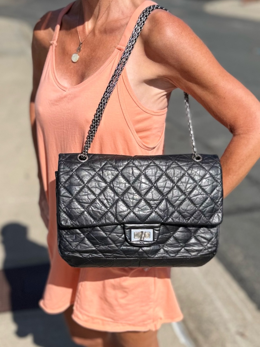 CHANEL 2.55 Reissue 227 Double Flap Black Aged Calfskin (2012)